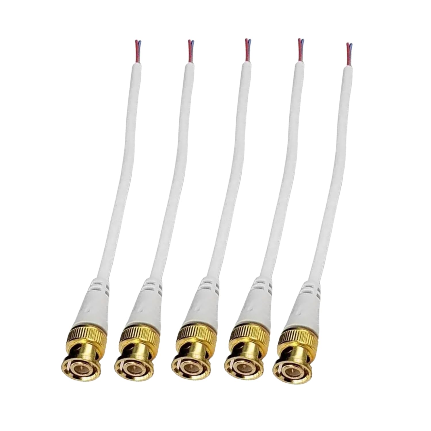 BNC Connectors with Copper Cable White-Pack of-5