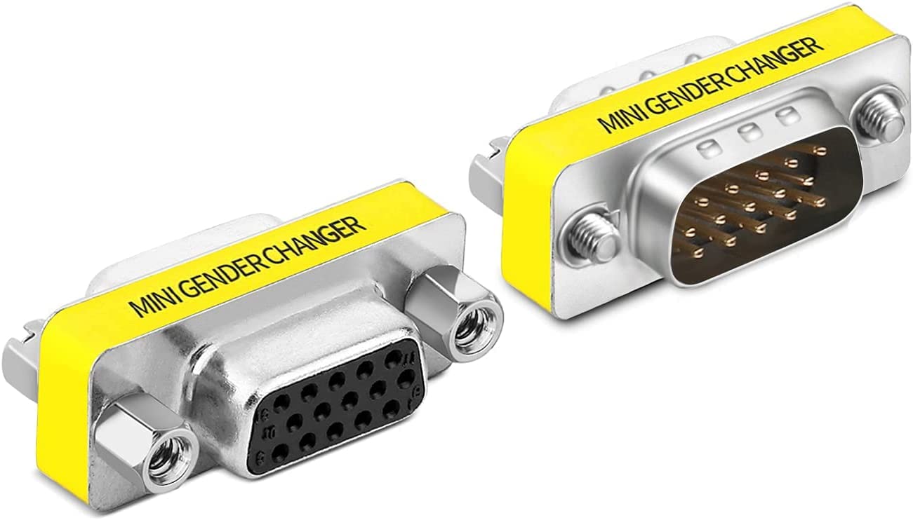 3-Piece VGA Gender Changer Combo - HD15 SVGA Adapters (Female to Female, Female to Male, Male to Male) - Mini Coupler Set