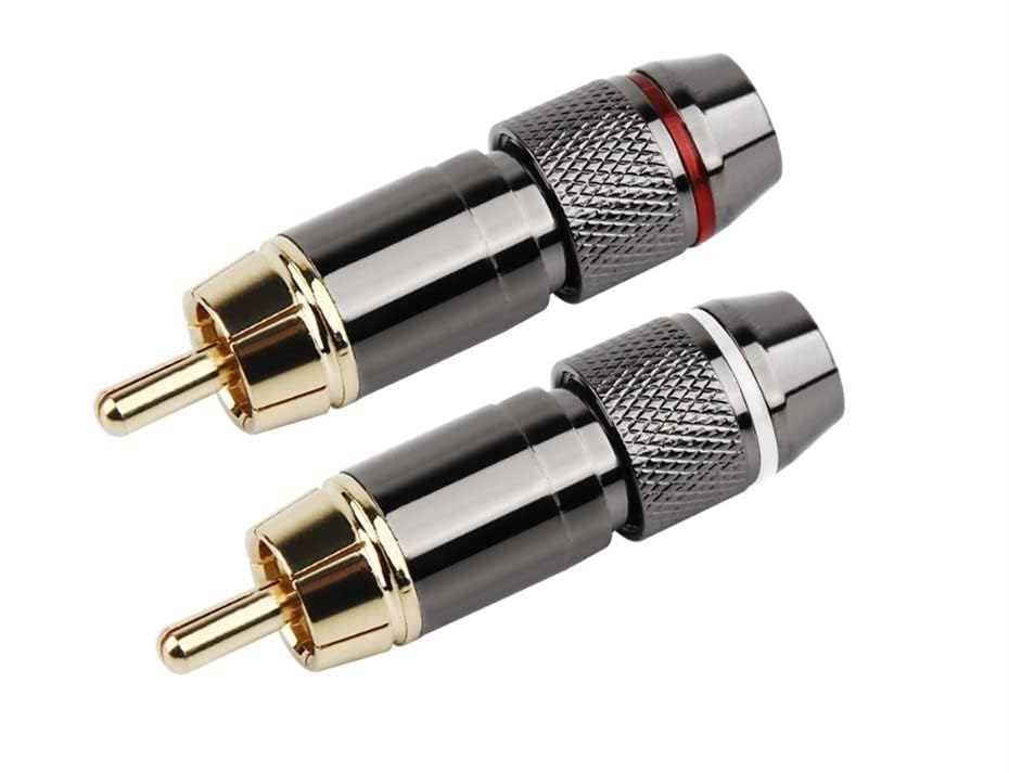 [ 10 Pieces ] DIY RCA Male Soldering Jack Plug Adapter, Gold Plated RCA Plug for Soldering Connector -for Audio Cable Video CCTV IP Camera Coaxial Cable (10 Pcs RCA Male Gold Plated Connector)