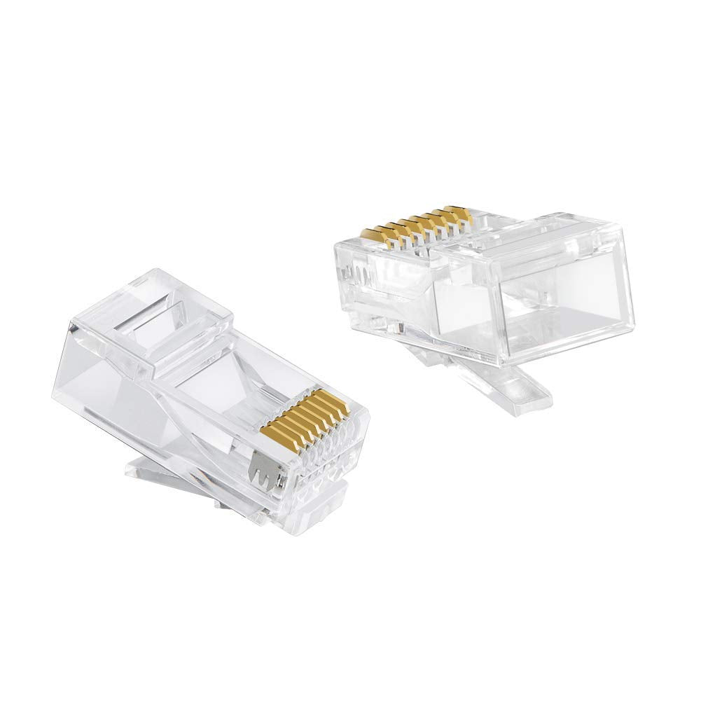 fdealz [ 50 Pieces ] 8P8C RJ45 Metal Shielded Male Plug Crimp Connectors, Cat6 RJ45 Ends, 8P8C Cat5, Cat6, Cat5e LAN Connector, Ethernet Cable Crimping Connector for Network Plug for Solid Wire and Standard Cable