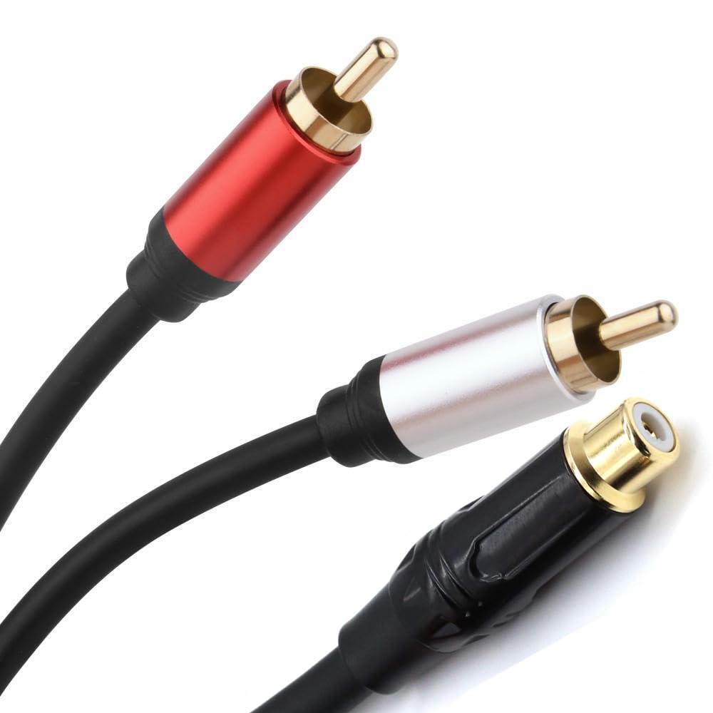 [ 1 Piece ] RCA Female to 2 Ports RCA Male Cable [ 0.3 Meter ],RCA Y Adapter 1 RCA Female to 2 RCA Male Splitter Cable for Audio Amplifier & Subwoofer