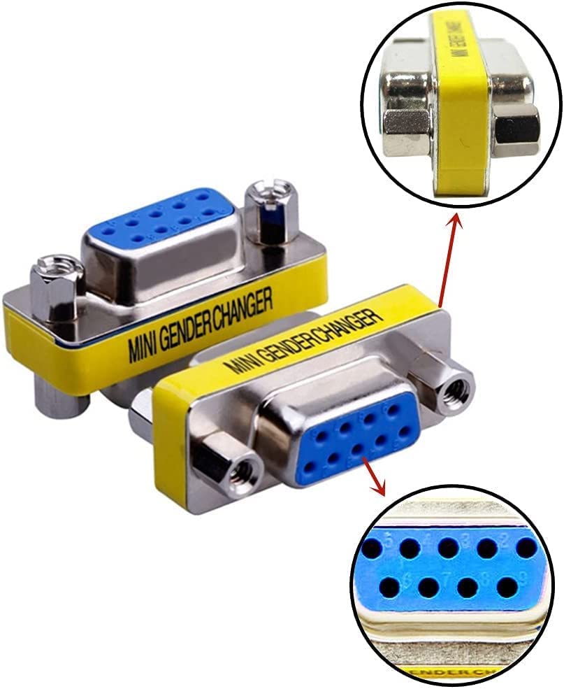 [ 2 Pieces DB9 9 Pin RS-232 Serial Connector DB9 Male to Male Cable Coupler Adapter (DB9 Male/Male)