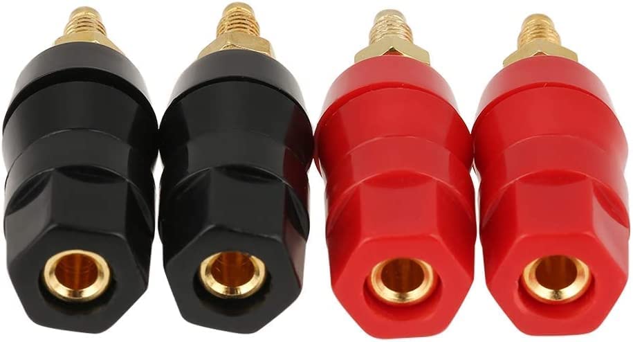 [ 20 Pieces ] Gold Plated Banana Audio Connector ; 4mm Audio Speaker Wire Cable Screw Banana Plug Connector Adapter Red 10 Pieces, Black 10 Pieces