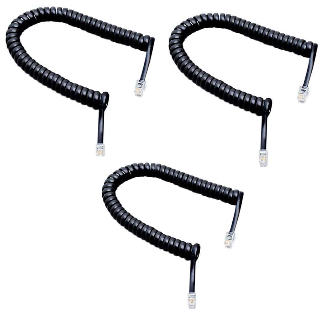 Linketel Telephone Handset Phone Extension Cord Curly Coil Line Cable Wire 2 Meter (Black)