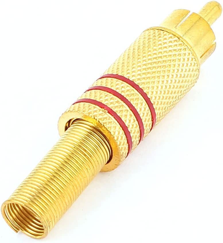 [ 10 Pieces ] DIY RCA Male Soldering Jack Plug Adapter, Gold Plated RCA Plug for Soldering Connector -for Audio Cable Video CCTV IP Camera Coaxial Cable (10 Pcs RCA Male Gold Plated Connector)