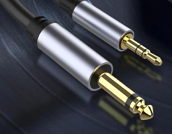 [ 1 Piece ] 1.8 Meters (6mm OD) Professional 3.5mm Stereo to 6.35mm Mono Male Cable ; 3.5mm to 1/4 Adapter ; 1/8 Inch to 1/4 Inch Mono Cable