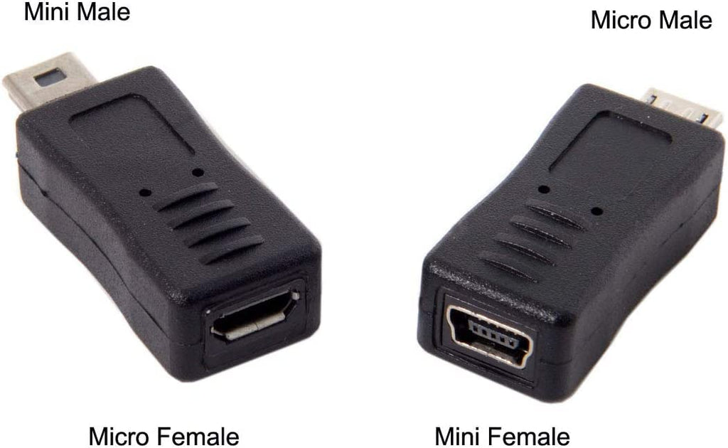 [ 4 Pieces 2 Pieces Mini USB Male to Micro USB 5pin Female & Mini Female to Micro Male Extension Adapter ; Mni USB to Micro USB & Micro USB to Mini USB