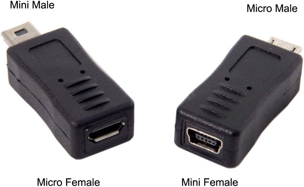 [ 4 Pieces 2 Pieces Mini USB Male to Micro USB 5pin Female & Mini Female to Micro Male Extension Adapter ; Mni USB to Micro USB & Micro USB to Mini USB