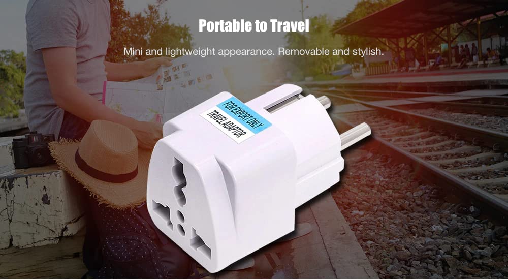 [ 5 Pieces ] Universal Plug Adapter Eu to AU US UK (2 Pin EU Europe Plug AC 250V Power Travel Adapter) 2 Pin Round to 3 Pin Conversion Plug for Germany, France, Europe, India