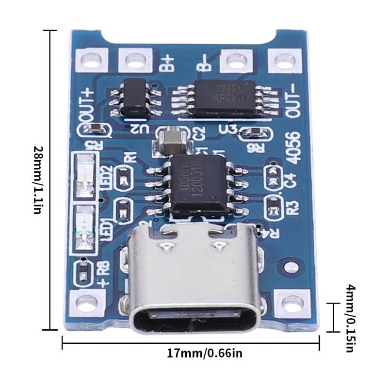 TP4056 C-Type 18650 Lithium-ion Battery Charging Module with Inbuilt BMS and Indicator 2Pcs