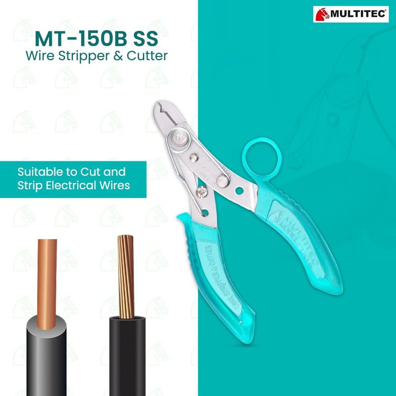 MULTITEC MT-02 Dx – Multifunction Copper Wire Stripper and Cutter | Ergonomic Grip | Strips 0.5mm² - 6mm² Solid Copper Wires | Electrical Maintenance Tool | Smooth Operation | Lightweight – 400g