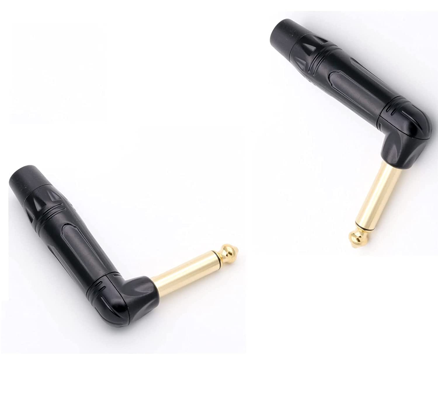 [ 2 Pieces/RED 90° ] 6.35mm STEREO Male Microphone Plug Speaker Connector Assembly, TRS Connector Male Plug Adaptor for Soldering, 6.35 mm Stereo Male Plug 90 Degree