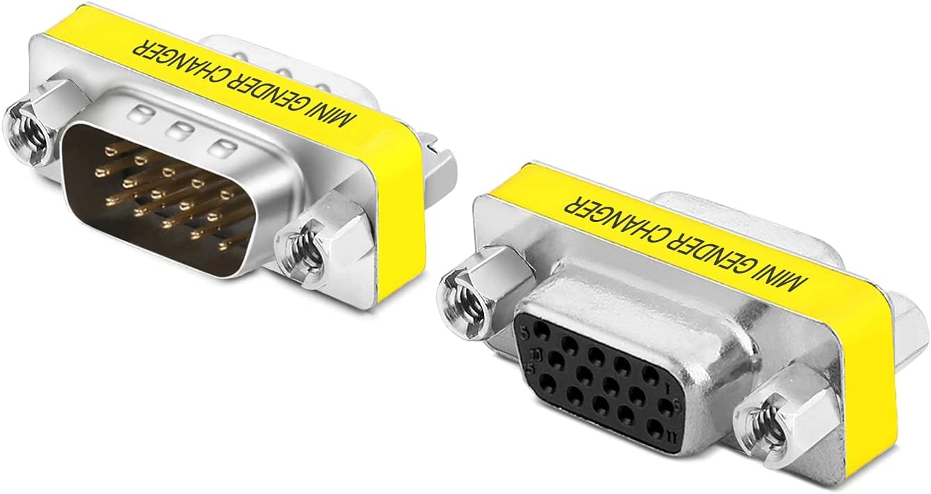 3-Piece VGA Gender Changer Combo - HD15 SVGA Adapters (Female to Female, Female to Male, Male to Male) - Mini Coupler Set