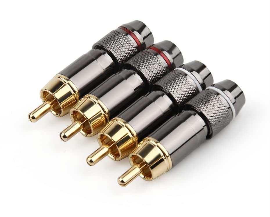 [ 10 Pieces ] DIY RCA Male Soldering Jack Plug Adapter, Gold Plated RCA Plug for Soldering Connector -for Audio Cable Video CCTV IP Camera Coaxial Cable (10 Pcs RCA Male Gold Plated Connector)