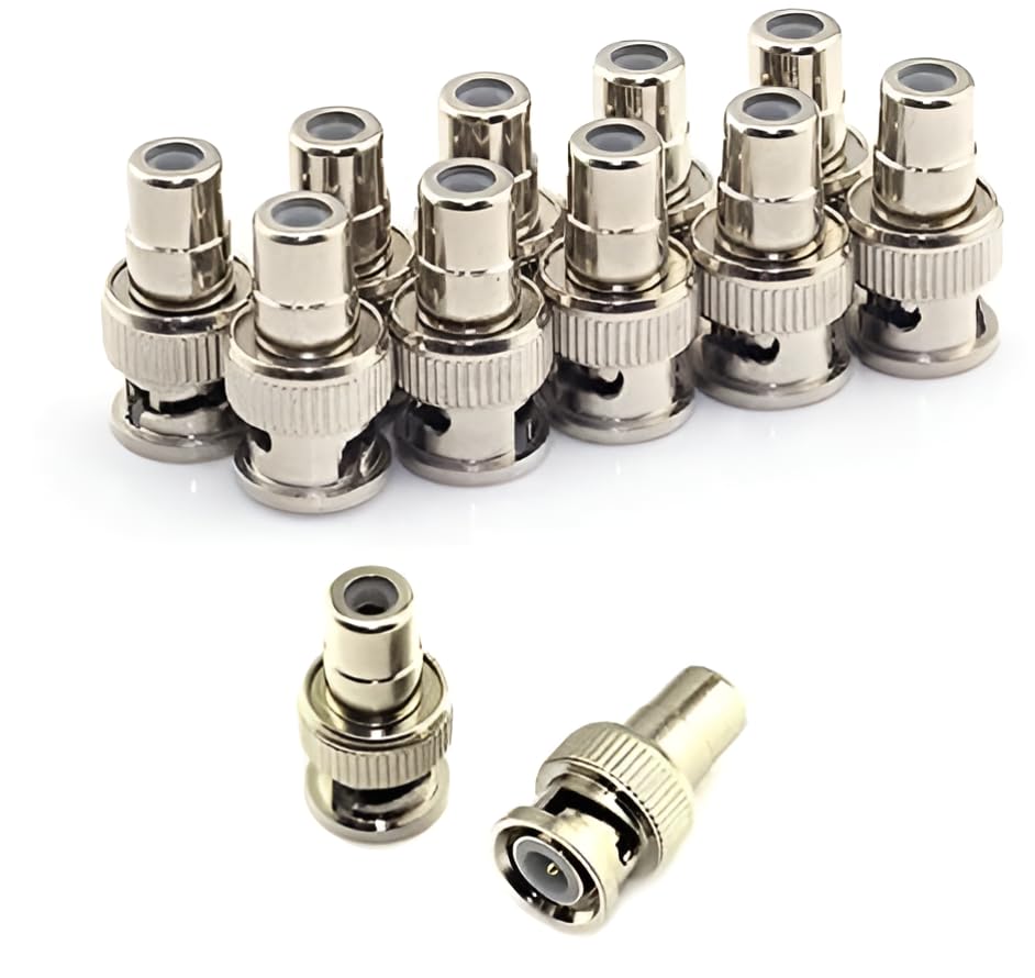 [ 10 Pieces RCA MALE to BNC FEMALE Converter, BNC Female to RCA Male Coax Cable Connector Adaptor for CCTV Camera