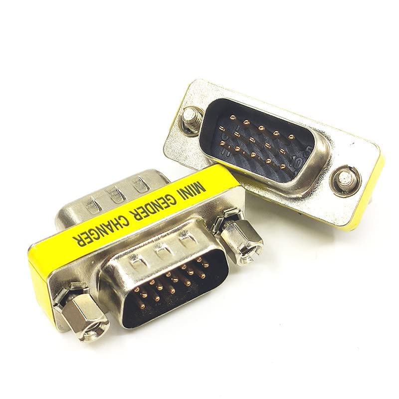 3-Piece VGA Gender Changer Combo - HD15 SVGA Adapters (Female to Female, Female to Male, Male to Male) - Mini Coupler Set