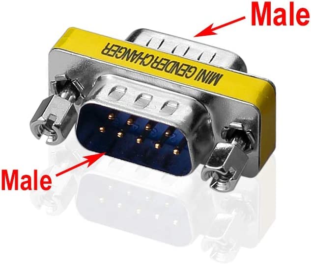 [ 2 Pieces DB9 9 Pin RS-232 Serial Connector DB9 Male to Male Cable Coupler Adapter (DB9 Male/Male)
