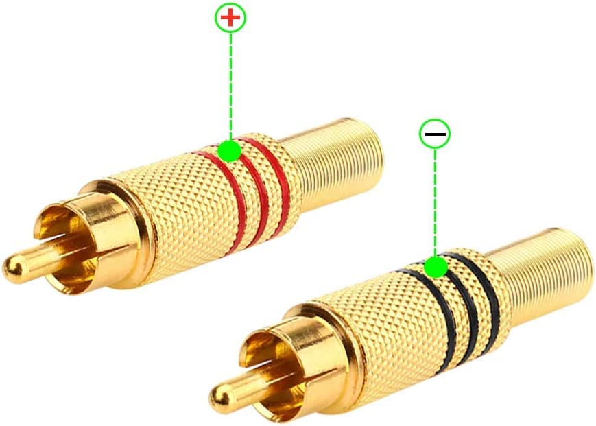 [ 10 Pieces ] DIY RCA Male Soldering Jack Plug Adapter, Gold Plated RCA Plug for Soldering Connector -for Audio Cable Video CCTV IP Camera Coaxial Cable (10 Pcs RCA Male Gold Plated Connector)