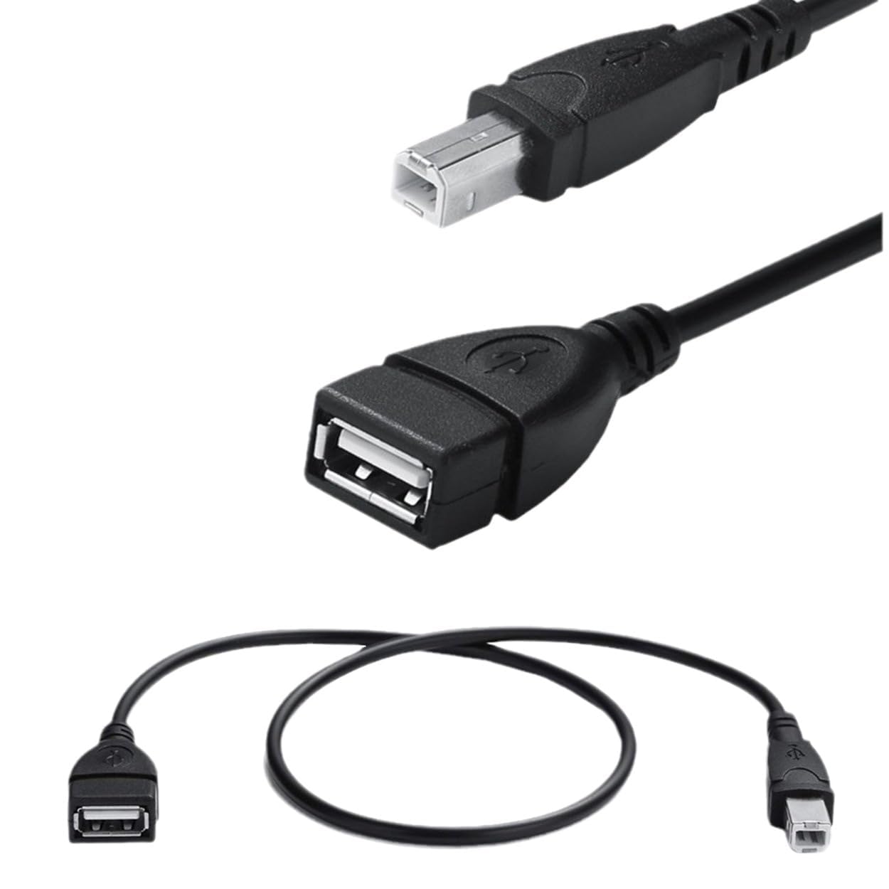 15 CM Cable ; USB 2.0 Type A Female to USB B Male Plug [ 1 Piece ] (Printer Scanner) Adapter (Can't Work to Convert Printer as WiFi Enabled or Bluetooth Enabled)