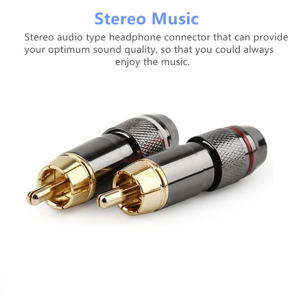 [ 10 Pieces ] DIY RCA Male Soldering Jack Plug Adapter, Gold Plated RCA Plug for Soldering Connector -for Audio Cable Video CCTV IP Camera Coaxial Cable (10 Pcs RCA Male Gold Plated Connector)