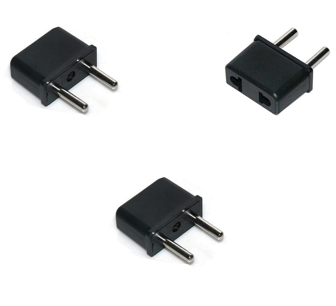 [ 2 Pieces ] Plug Converter Adaptor (EU Male - US Female) Plug Adapter for USA Flat to Europe Round Pin