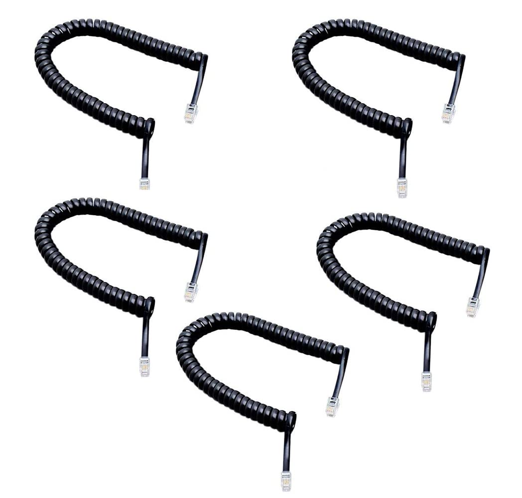 Linketel Telephone Handset Phone Extension Cord Curly Coil Line Cable Wire 2 Meter (Black)