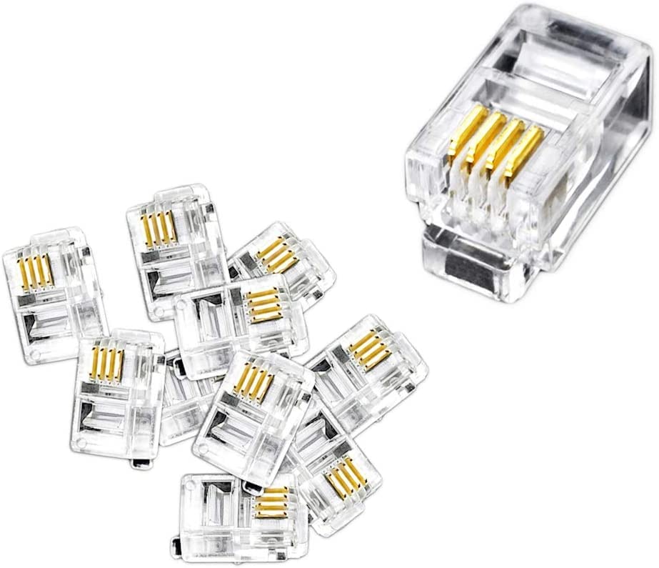 fdealz [ 50 Pieces ] 8P8C RJ45 Metal Shielded Male Plug Crimp Connectors, Cat6 RJ45 Ends, 8P8C Cat5, Cat6, Cat5e LAN Connector, Ethernet Cable Crimping Connector for Network Plug for Solid Wire and Standard Cable