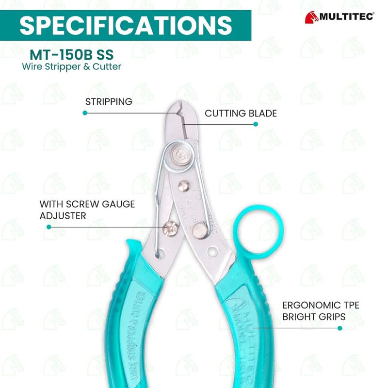 MULTITEC MT-02 Dx – Multifunction Copper Wire Stripper and Cutter | Ergonomic Grip | Strips 0.5mm² - 6mm² Solid Copper Wires | Electrical Maintenance Tool | Smooth Operation | Lightweight – 400g