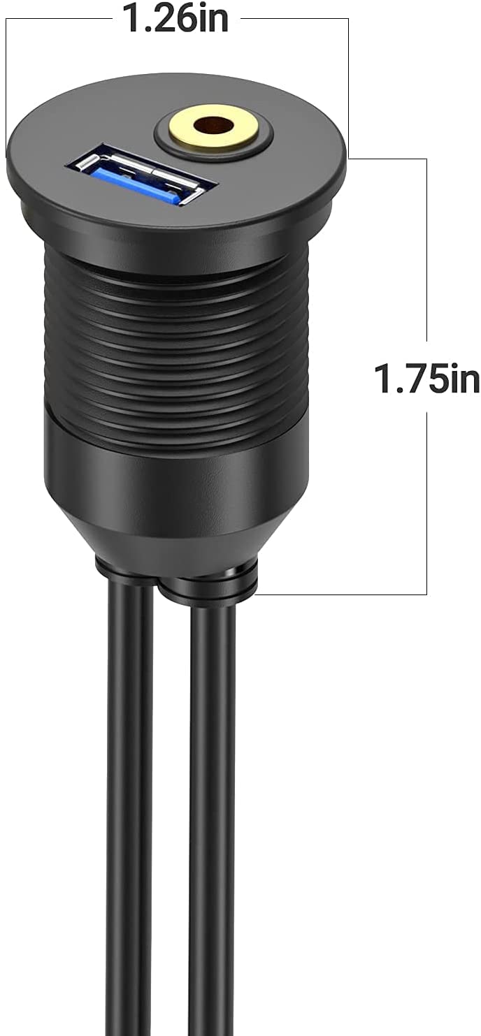 [ 1 Meter ] USB 3.0 Flush Mount Cable, Dual USB Flush Dash Panel Mount Cable Male to Female Extension Code for Car Truck Boat Motorcycle Dashboard ; Dual USB 3.0