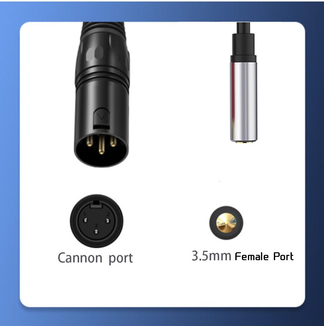 [ 1 Piece / 0.3 Meters ] 3.5mm Stereo Female to XLR Female (30 CM) Cable, Balanced 3.5mm Female to XLR Female Stereo Audio Adapter, 1/8" TRS to XLR Female Connector