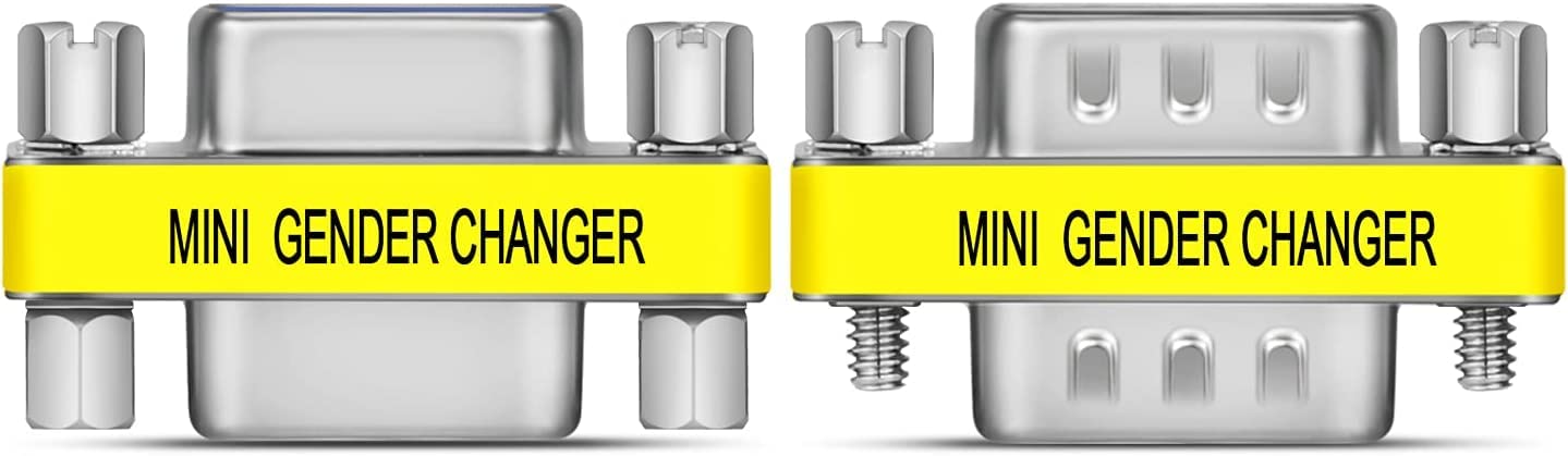 3-Piece VGA Gender Changer Combo - HD15 SVGA Adapters (Female to Female, Female to Male, Male to Male) - Mini Coupler Set