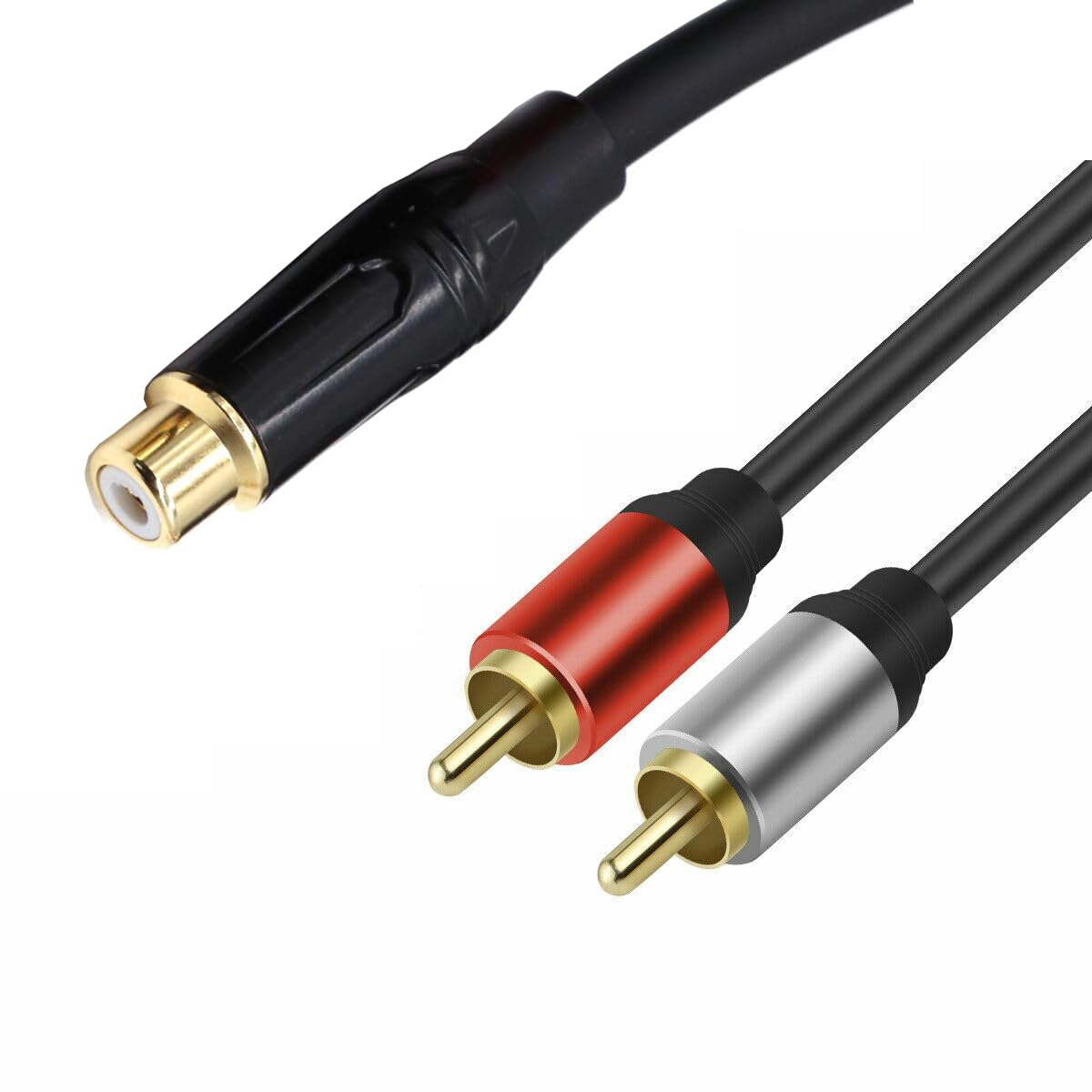 [ 1 Piece ] RCA Female to 2 Ports RCA Male Cable [ 0.3 Meter ],RCA Y Adapter 1 RCA Female to 2 RCA Male Splitter Cable for Audio Amplifier & Subwoofer