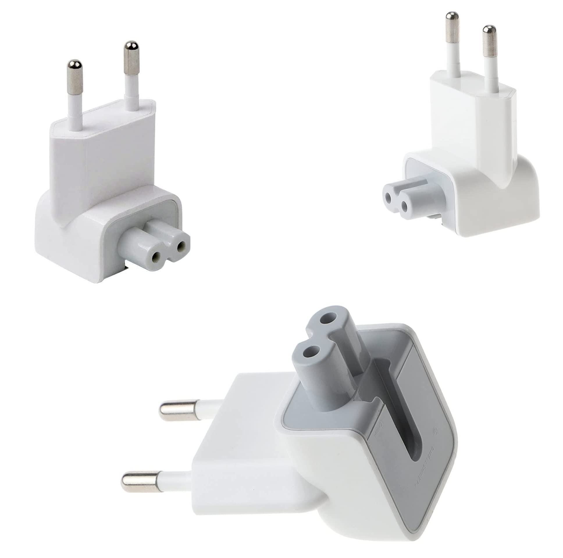 [ 3 Pieces ] 2-Pin EU Round Plug Duckhead Power Adapter, Adaptor for Apple MacBook Mac iBook, iPhone, iPod AC Power Adapter - Replacement for Your Charger - Perfect for Traveling