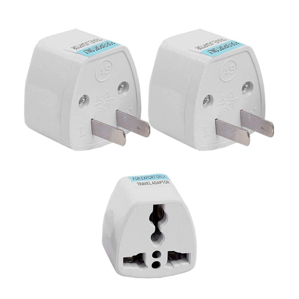 [ 3 Pieces ] Flat Plug Adapter US Type to Multi-Plug Power Converter Adapter for Japan, Panama, USA, Canada, Mexico, Brazil, Philippines, Taiwan,