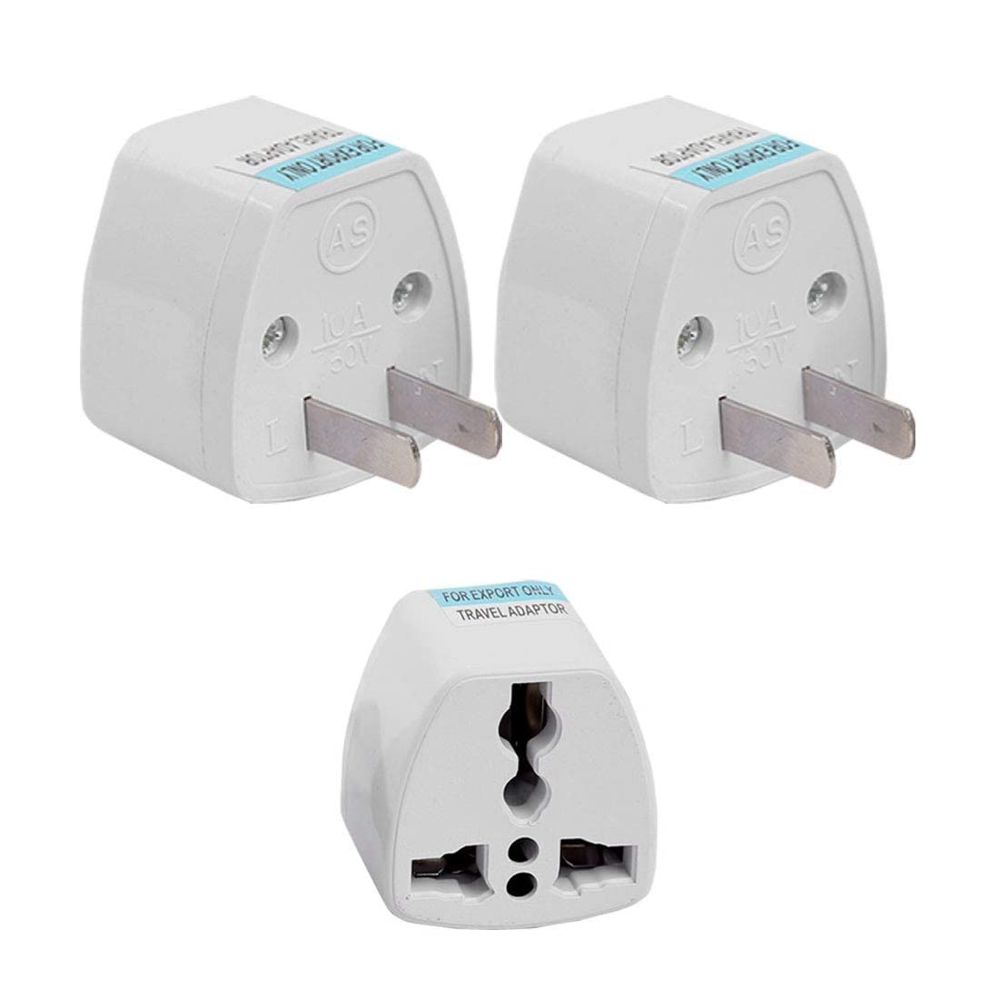 [ 3 Pieces ] Flat Plug Adapter US Type to Multi-Plug Power Converter Adapter for Japan, Panama, USA, Canada, Mexico, Brazil, Philippines, Taiwan,