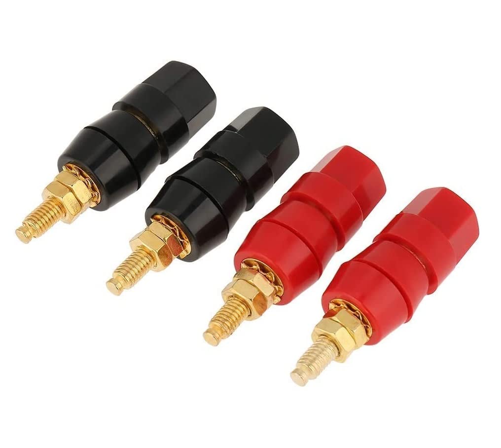 [ 20 Pieces ] Gold Plated Banana Audio Connector ; 4mm Audio Speaker Wire Cable Screw Banana Plug Connector Adapter Red 10 Pieces, Black 10 Pieces