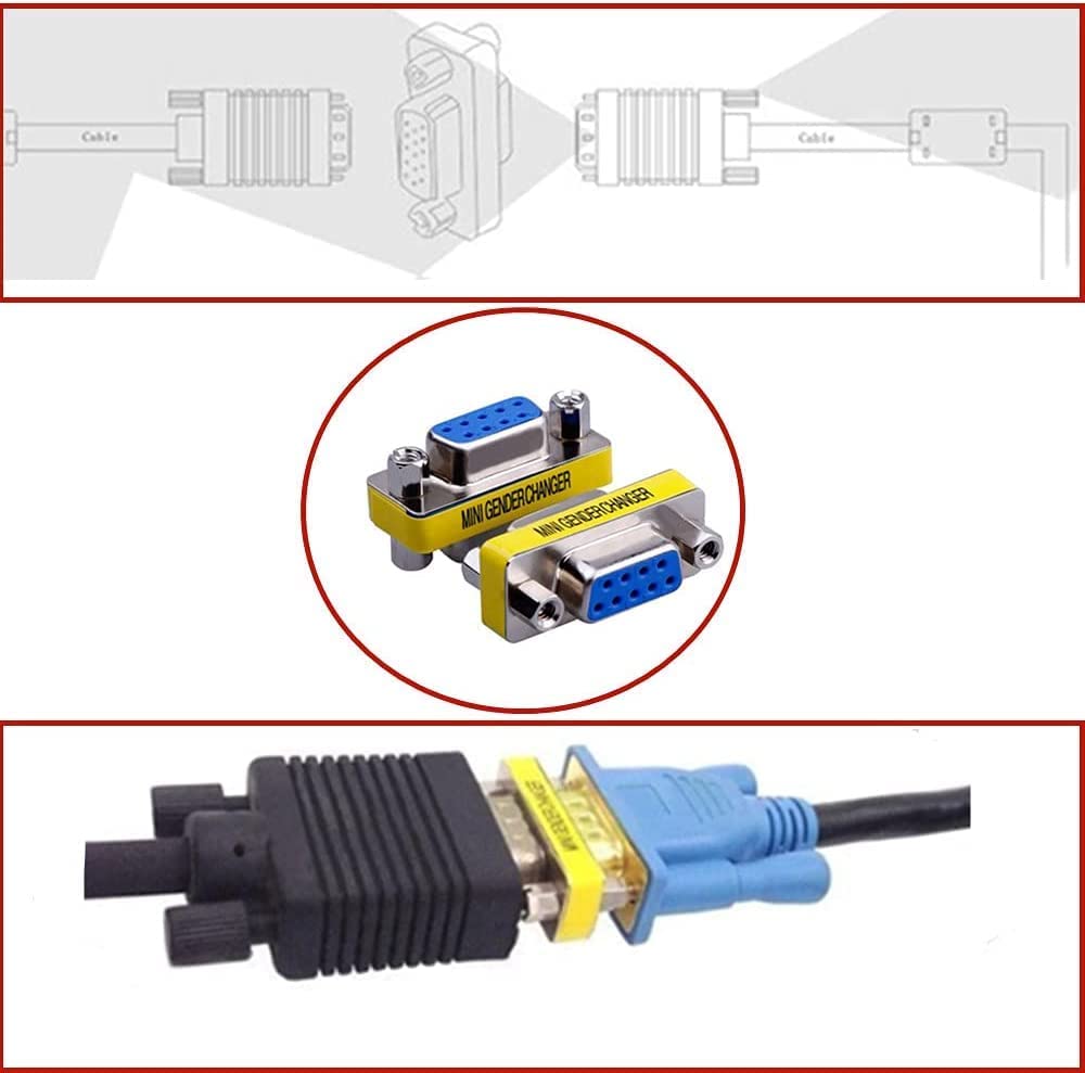 [ 2 Pieces DB9 9 Pin RS-232 Serial Connector DB9 Male to Male Cable Coupler Adapter (DB9 Male/Male)