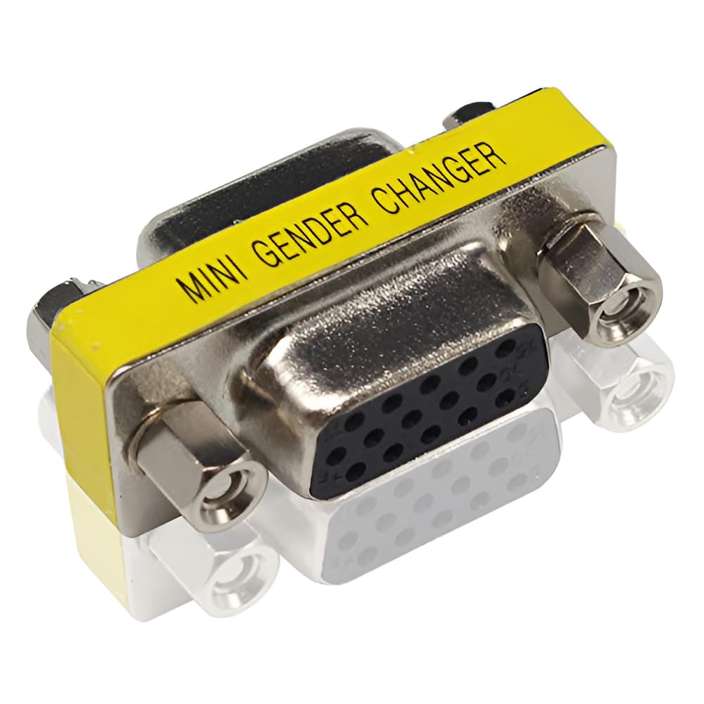 3-Piece VGA Gender Changer Combo - HD15 SVGA Adapters (Female to Female, Female to Male, Male to Male) - Mini Coupler Set