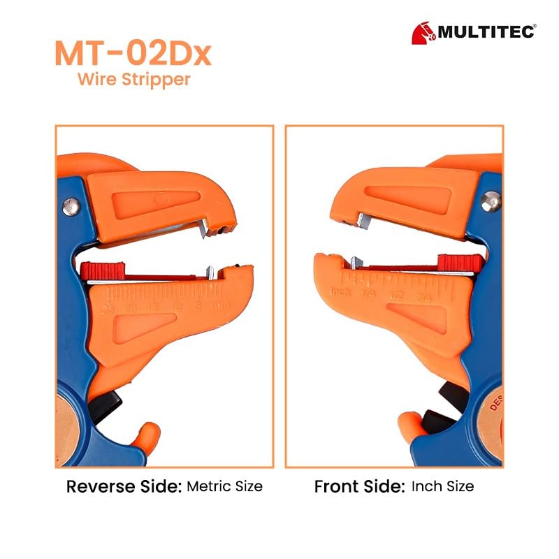 MULTITEC MT-02 Dx – Multifunction Copper Wire Stripper and Cutter | Ergonomic Grip | Strips 0.5mm² - 6mm² Solid Copper Wires | Electrical Maintenance Tool | Smooth Operation | Lightweight – 400g