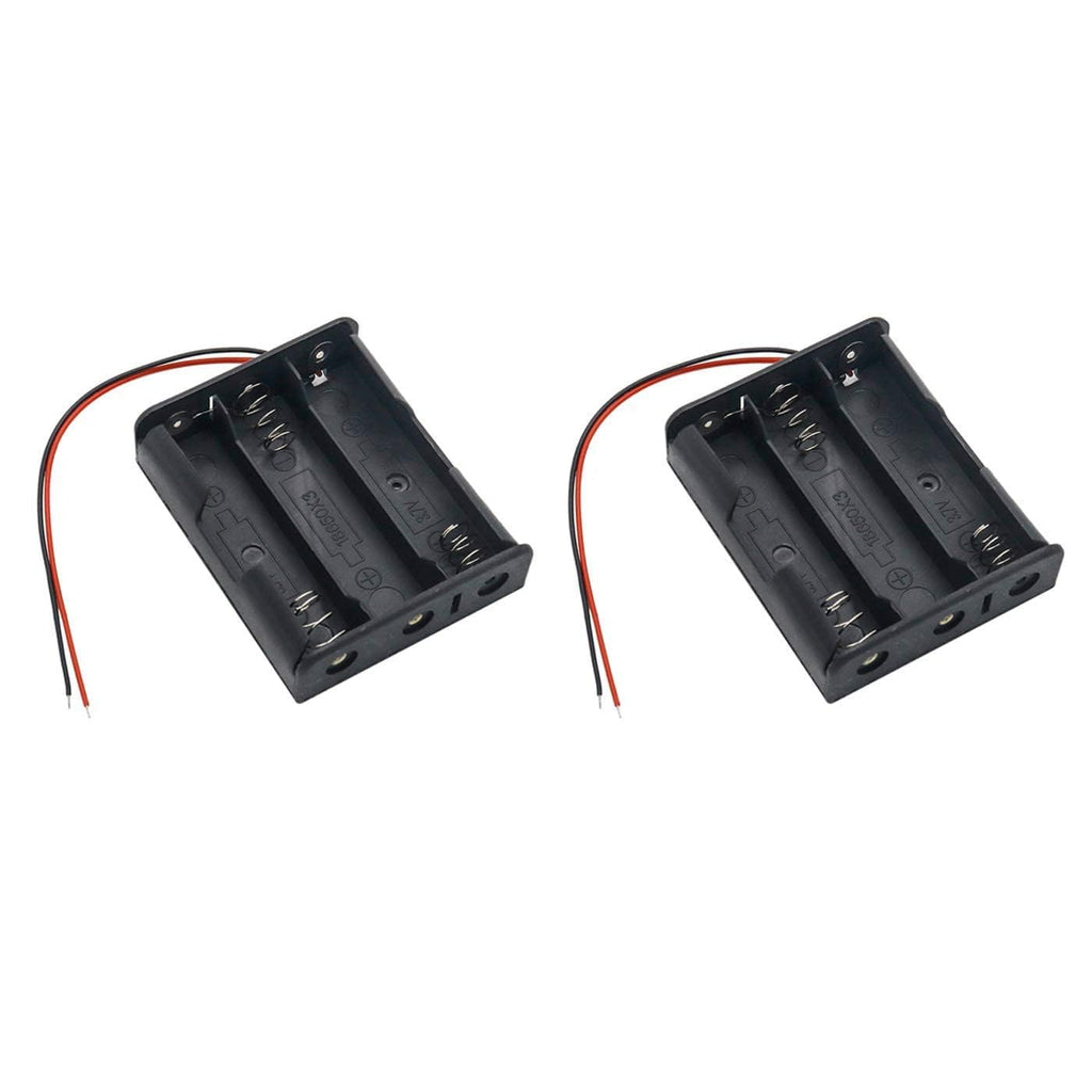 18650 Battery Holder For Cell Lithium Battery Holder Box 3.7v 18650 Battery holder 3-Slot - Wire Leads PACK OF 2