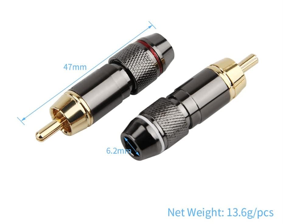 [ 10 Pieces ] DIY RCA Male Soldering Jack Plug Adapter, Gold Plated RCA Plug for Soldering Connector -for Audio Cable Video CCTV IP Camera Coaxial Cable (10 Pcs RCA Male Gold Plated Connector)