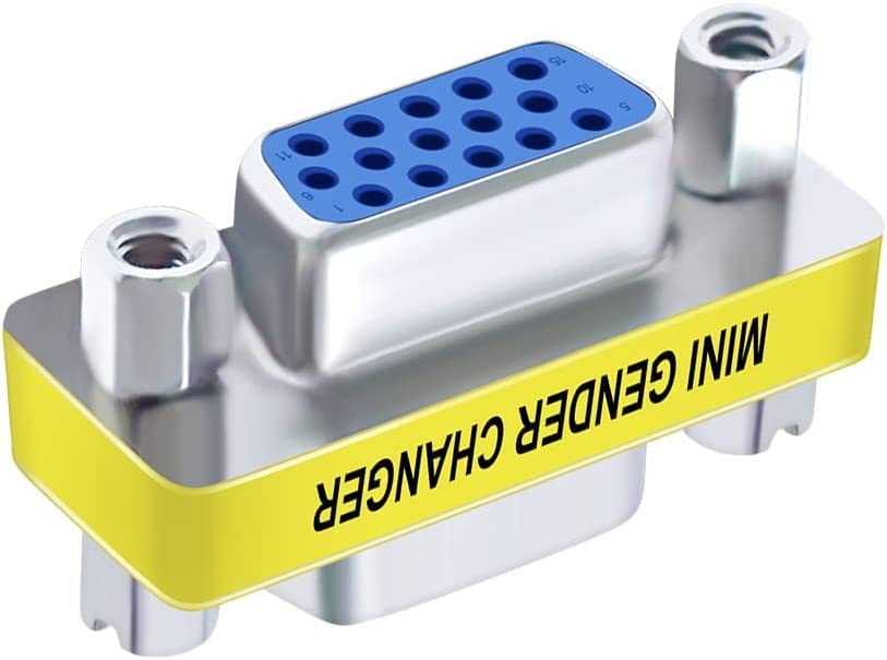 3-Piece VGA Gender Changer Combo - HD15 SVGA Adapters (Female to Female, Female to Male, Male to Male) - Mini Coupler Set