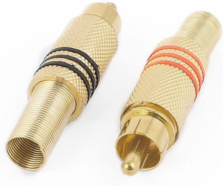 [ 10 Pieces ] DIY RCA Male Soldering Jack Plug Adapter, Gold Plated RCA Plug for Soldering Connector -for Audio Cable Video CCTV IP Camera Coaxial Cable (10 Pcs RCA Male Gold Plated Connector)