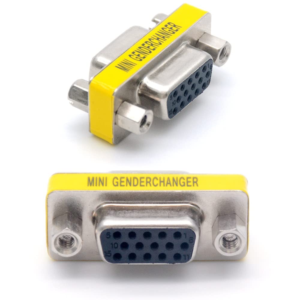 3-Piece VGA Gender Changer Combo - HD15 SVGA Adapters (Female to Female, Female to Male, Male to Male) - Mini Coupler Set