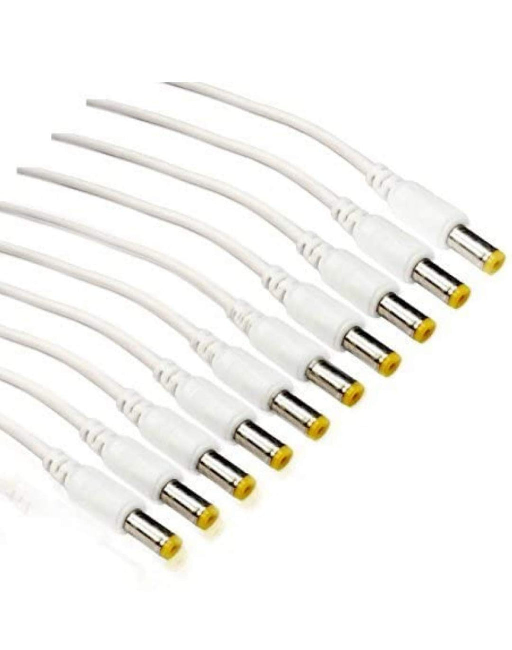 Genric Combo Pack of 10 Pc BNC Connector with Copper Wire Moulded - 18CM and 10 Pc DC Power Pigtail Male Cables with 2.1mm Connectors Barrel Jack for Surveillance CCTV Camera (White) (PS Security)