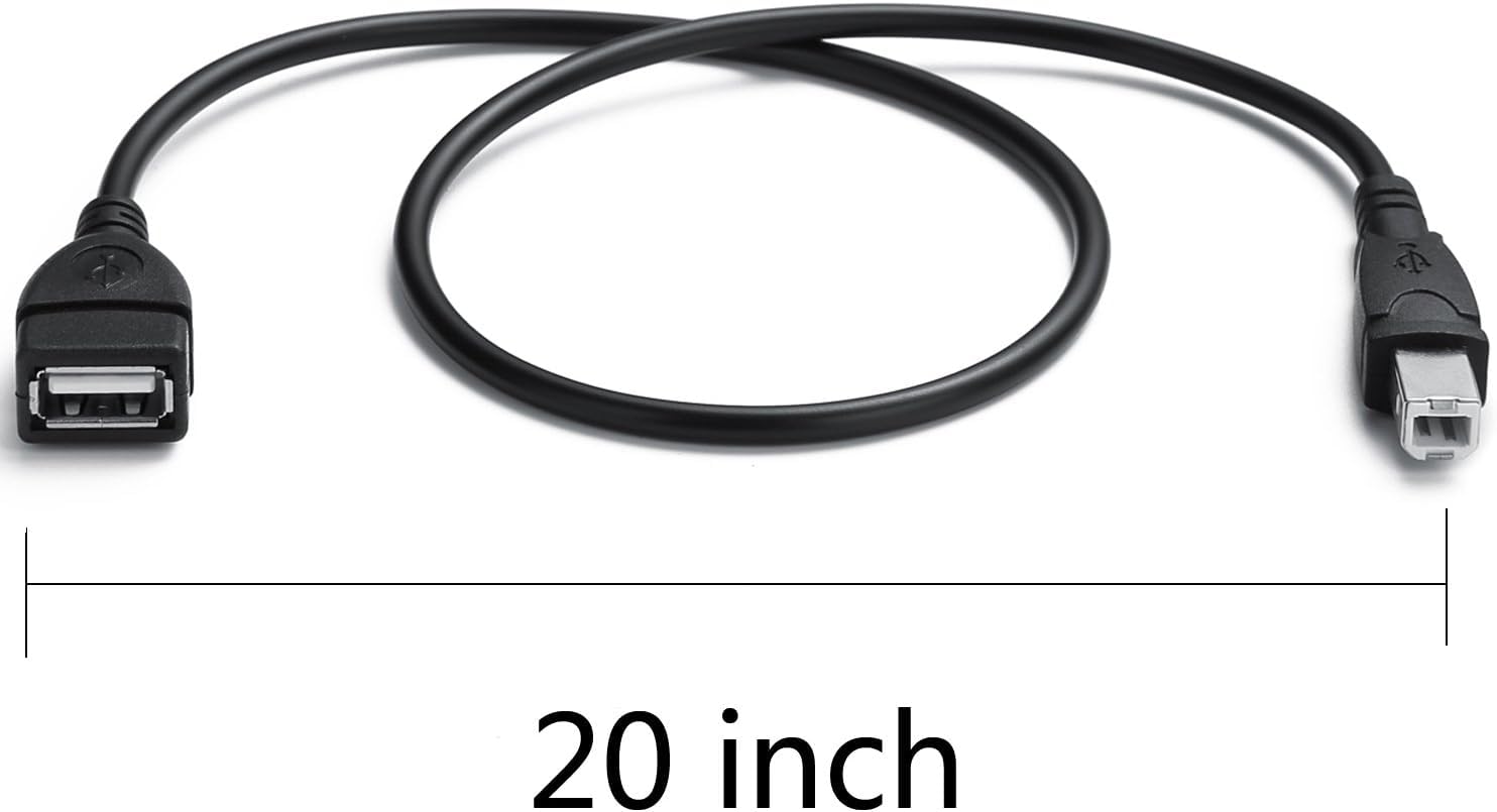 15 CM Cable ; USB 2.0 Type A Female to USB B Male Plug [ 1 Piece ] (Printer Scanner) Adapter (Can't Work to Convert Printer as WiFi Enabled or Bluetooth Enabled)