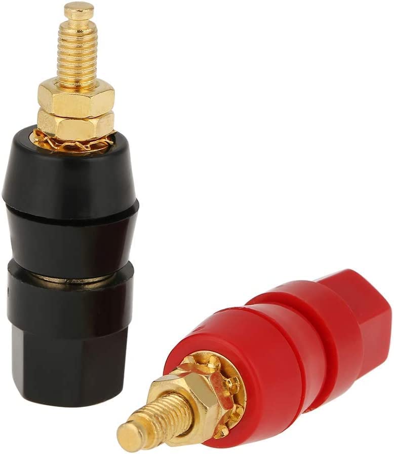 [ 20 Pieces ] Gold Plated Banana Audio Connector ; 4mm Audio Speaker Wire Cable Screw Banana Plug Connector Adapter Red 10 Pieces, Black 10 Pieces