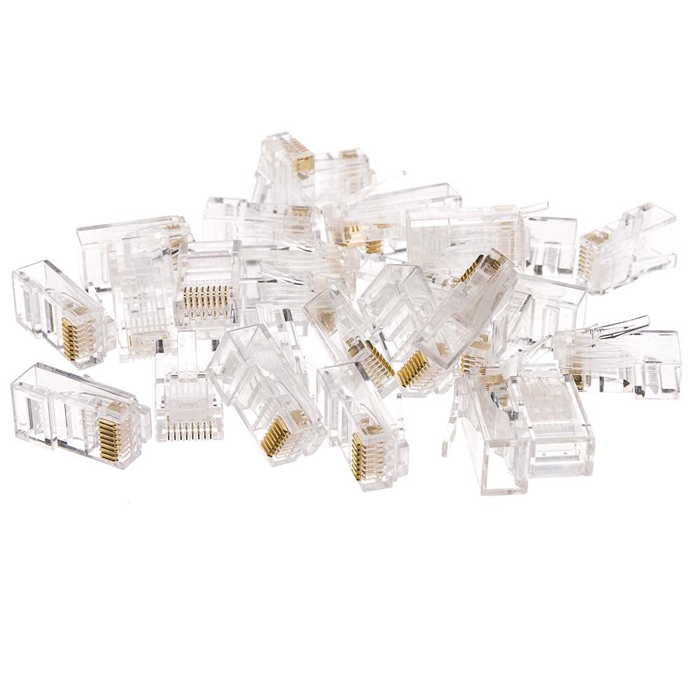 fdealz [ 50 Pieces ] 8P8C RJ45 Metal Shielded Male Plug Crimp Connectors, Cat6 RJ45 Ends, 8P8C Cat5, Cat6, Cat5e LAN Connector, Ethernet Cable Crimping Connector for Network Plug for Solid Wire and Standard Cable