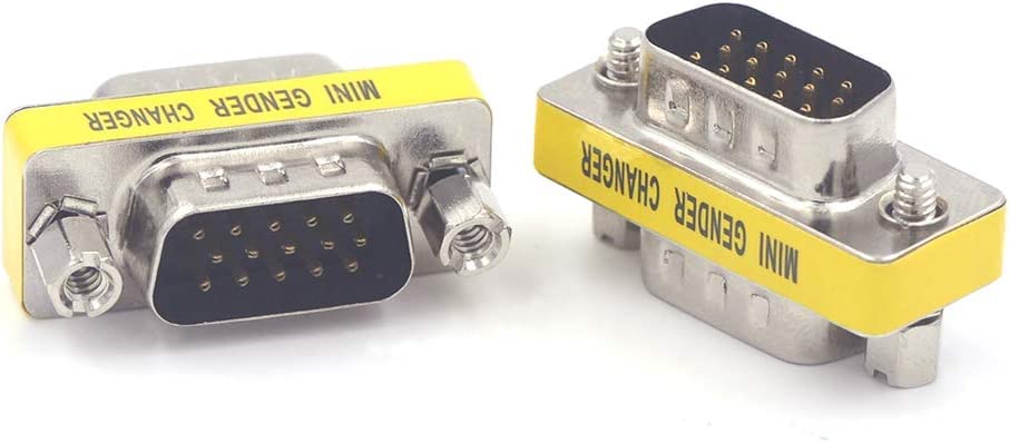 3-Piece VGA Gender Changer Combo - HD15 SVGA Adapters (Female to Female, Female to Male, Male to Male) - Mini Coupler Set
