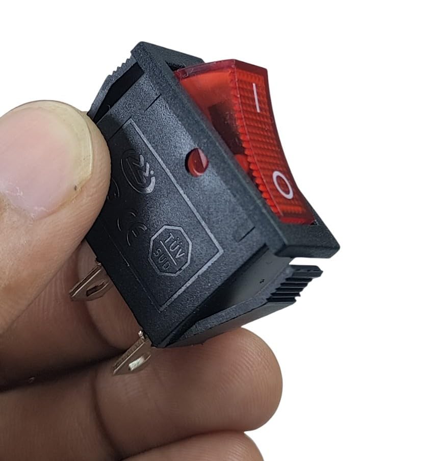 [ Pack of 2 - Pieces ] 15 Ampere 250V/20A 125V 3 Pin Industrial Grade 2 Position Mini Boat Toggle Snap AC Rocker Switch KCD3 Red Light Illuminated LED ON/OFF